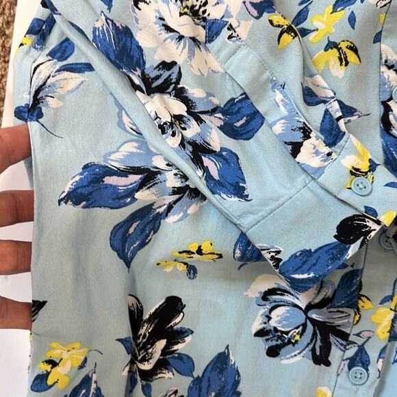 DVF Diane Von Furstenberg Vintage Floral Shirt Dress Blue Floral Size 6 - Picture 14 of 16
